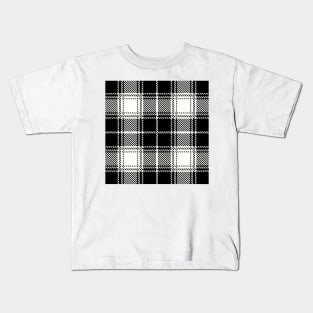 Blacl and White Buffalo Tartan Plaid Pattern Kids T-Shirt